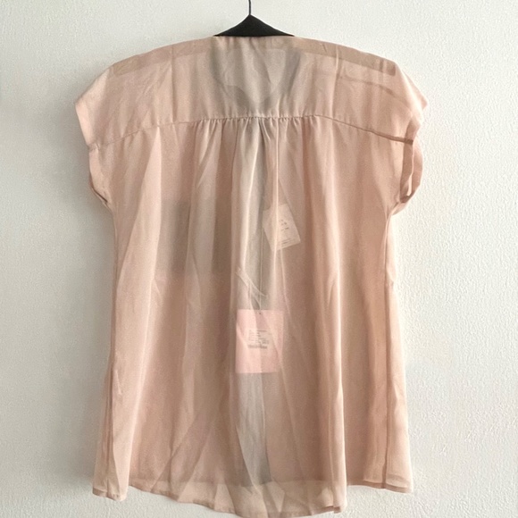 NWT NICE CLAUP Pink Blouse with Black Collar - Picture 5 of 9